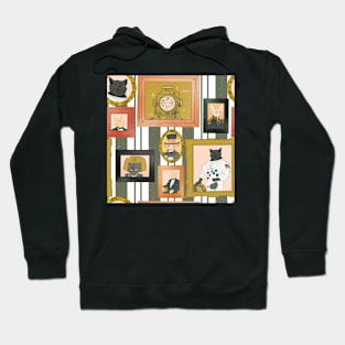 Cats Frames on a stripes Wallpaper Hoodie